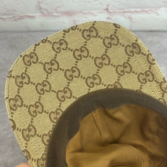 Authentic Gucci Gg Canvas Khaki Logo Patch Baseball Cap Hat Medium - Picture 7 of 13
